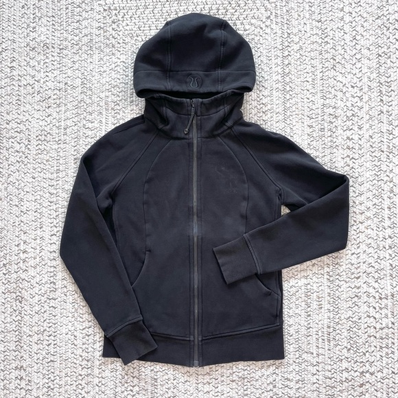 Lululemon Scuba Hoodie Light Cotton Zip Up Fleece in Black Size 8 - Picture 1 of 9